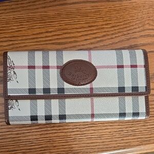 Burberry Checkered Wallet with Brown Trim